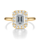 Signature Halo Emerald Engagement Ring - Yellow Gold Polished Band - Front View