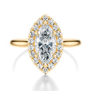 Signature Halo Marquise Engagement Ring - Yellow Gold Polished Band - Front View