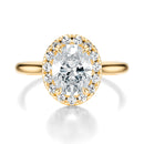 Signature Halo Oval Engagement Ring - Yellow Gold Polished Band - Front View