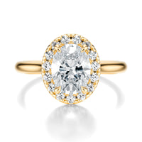 Signature Halo Oval Engagement Ring - Yellow Gold Polished Band - Front View