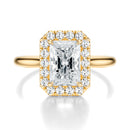 Signature Halo Radiant Engagement Ring - Yellow Gold Polished Band - Front View
