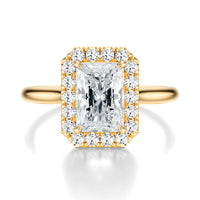 Signature Halo Radiant Engagement Ring - Yellow Gold Polished Band - Front View