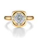 Signature Heirloom Bezel Asscher Engagement Ring - Yellow Gold Polished Band - Front View