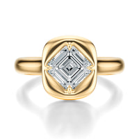 Signature Heirloom Bezel Asscher Engagement Ring - Yellow Gold Polished Band - Front View