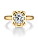 Signature Heirloom Bezel Cushion Engagement Ring - Yellow Gold Polished Band - Front View