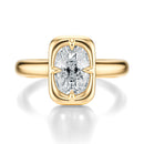 Signature Heirloom Bezel Elongated Cushion Engagement Ring - Yellow Gold Polished Band - Front View