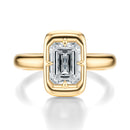Signature Heirloom Bezel Emerald Engagement Ring - Yellow Gold Polished Band - Front View