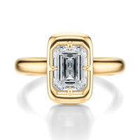 Signature Heirloom Bezel Emerald Engagement Ring - Yellow Gold Polished Band - Front View