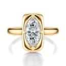 Signature Heirloom Bezel Marquise Engagement Ring - Yellow Gold Polished Band - Front View