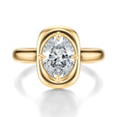 Signature Heirloom Bezel Oval Engagement Ring - Yellow Gold Polished Band - Front View