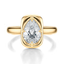 Signature Heirloom Bezel Pear Engagement Ring - Yellow Gold Polished Band - Front View