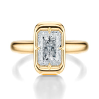 Signature Heirloom Bezel Radiant Engagement Ring - Yellow Gold Polished Band - Front View