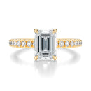 Signature Hidden Halo Emerald Engagement Ring - Yellow Gold Pavé Band - Front View