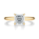 Signature Hidden Halo Asscher Engagement Ring - Yellow Gold Polished Band - Front View