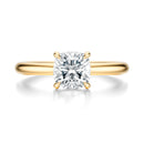 Signature Hidden Halo Cushion Engagement Ring - Yellow Gold Polished Band - Front View