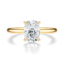 Signature Hidden Halo Elongated Cushion Engagement Ring - Yellow Gold Polished Band - Front View