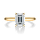 Signature Hidden Halo Emerald Engagement Ring - Yellow Gold Polished Band - Front View