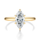 Signature Hidden Halo Marquise Engagement Ring - Yellow Gold Polished Band - Front View