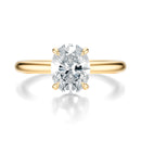 Signature Hidden Halo Oval Engagement Ring - Yellow Gold Polished Band - Front View