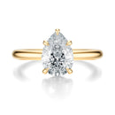 Signature Hidden Halo Pear Engagement Ring - Yellow Gold Polished Band - Front View