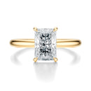Signature Hidden Halo Radiant Engagement Ring - Yellow Gold Polished Band - Front View