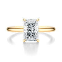 Signature Hidden Halo Radiant Engagement Ring - Yellow Gold Polished Band - Front View