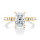 Signature Solitaire Radiant Engagement Ring - Yellow Gold Pavé Band - Front View