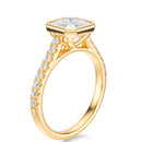 Signature Bezel Asscher Engagement Ring - Yellow Gold Pavé Band - Side View