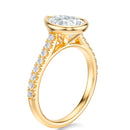 Signature Bezel Pear Engagement Ring - Yellow Gold Pavé Band - Side View