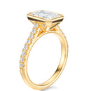 Signature Bezel Radiant Engagement Ring - Yellow Gold Pavé Band - Side View
