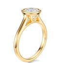 Signature Bezel Cushion Engagement Ring - Yellow Gold Polished Band - Side View