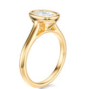 Signature Bezel Elongated Cushion Engagement Ring - Yellow Gold Polished Band - Side View