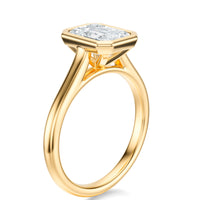 Signature Bezel Emerald Engagement Ring - Yellow Gold Polished Band - Side View