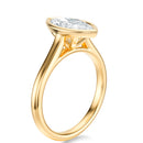 Signature Bezel Marquise Engagement Ring - Yellow Gold Polished Band - Side View