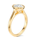 Signature Bezel Oval Engagement Ring - Yellow Gold Polished Band - Side View