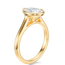 Signature Bezel Pear Engagement Ring - Yellow Gold Polished Band - Side View