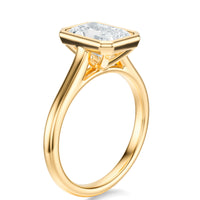 Signature Bezel Radiant Engagement Ring - Yellow Gold Polished Band - Side View