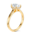 Signature Cathedral Hidden Halo Pear Engagement Ring - Yellow Gold Polished Band - Side View