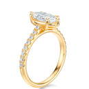 Signature Cathedral Marquise Engagement Ring - Yellow Gold Pavé Band - Side View
