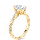 Signature Cathedral Pear Engagement Ring - Yellow Gold Pavé Band - Side View