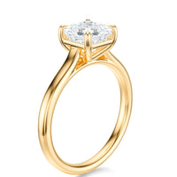Signature Cathedral Asscher Engagement Ring - Yellow Gold Polished Band - Side View