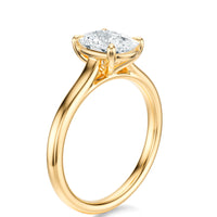 Signature Cathedral Elongated Cushion Engagement Ring - Yellow Gold Polished Band - Side View