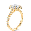 Signature Halo Asscher Engagement Ring - Yellow Gold Pavé Band - Side View