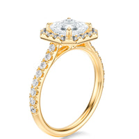 Signature Halo Asscher Engagement Ring - Yellow Gold Pavé Band - Side View