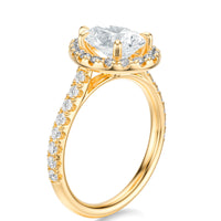 Signature Halo Pear Engagement Ring - Yellow Gold Pavé Band - Side View