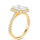 Signature Halo Radiant Engagement Ring - Yellow Gold Pavé Band - Side View
