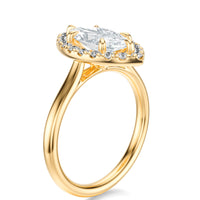 Signature Halo Marquise Engagement Ring - Yellow Gold Polished Band - Side View