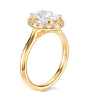 Signature Halo Oval Engagement Ring - Yellow Gold Polished Band - Side View