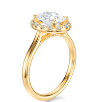 Signature Halo Oval Engagement Ring - Yellow Gold Polished Band - Side View