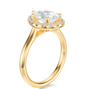 Signature Halo Pear Engagement Ring - Yellow Gold Polished Band - Side View